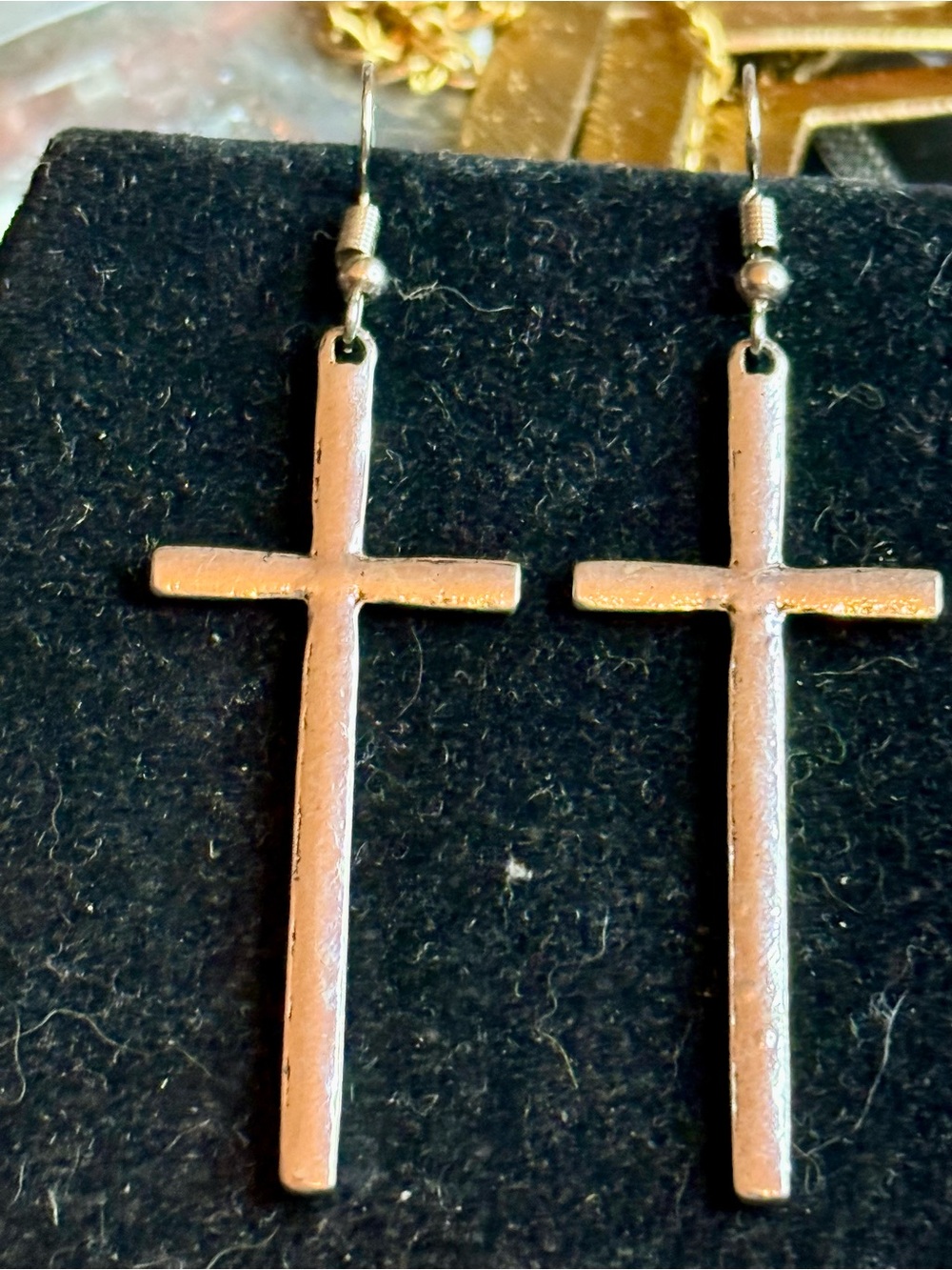 Silver tone Cross Dangle Earrings - Classic Women’s Jewelry